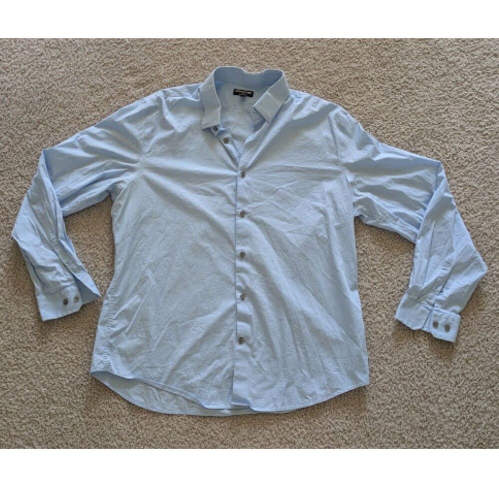 Express 1MX Modern Fit Light Blue Men's Dress Shirt Sz XL